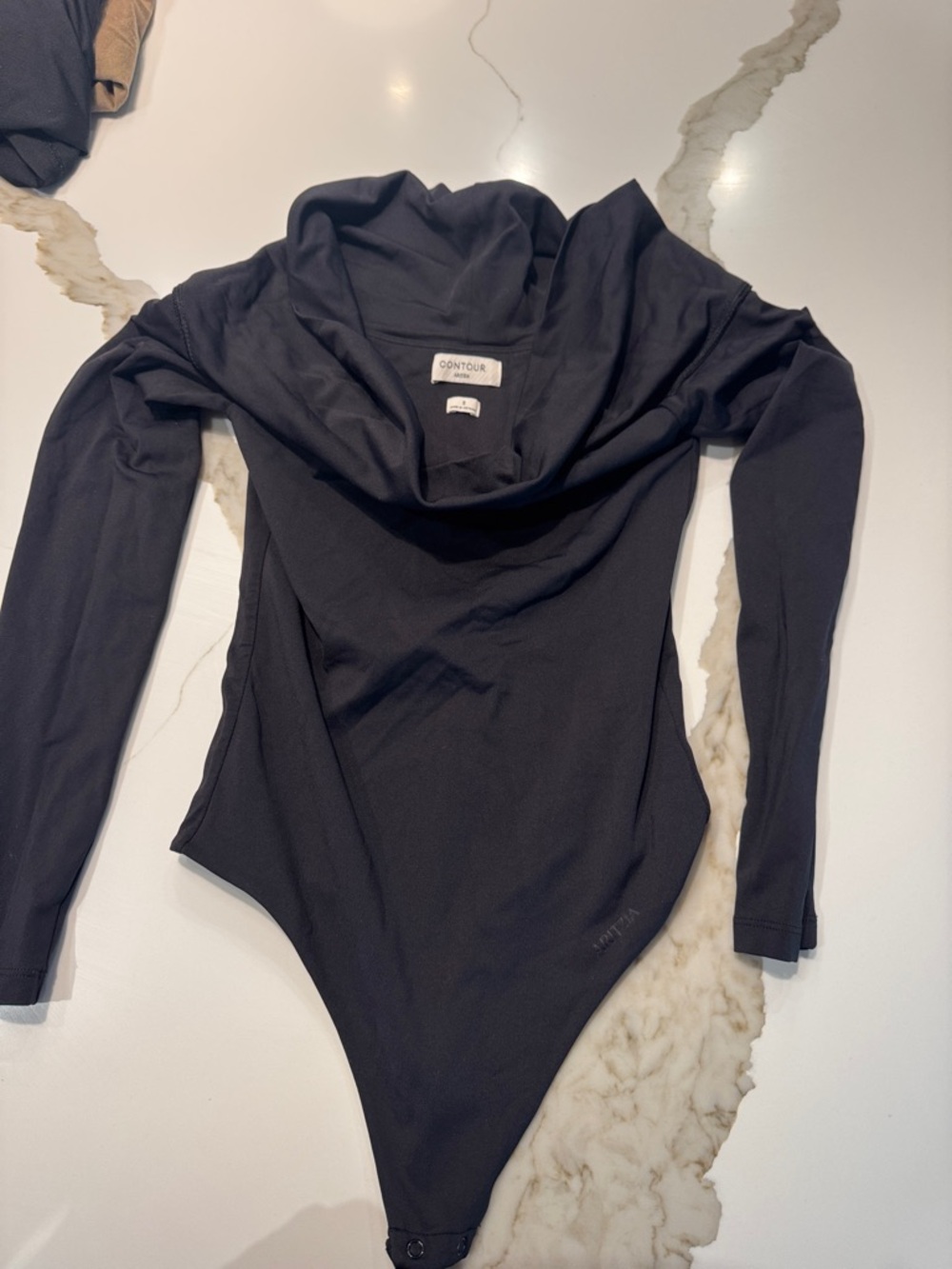 Aritzia Black Long-Sleeve Bodysuit with Subtle Logo
